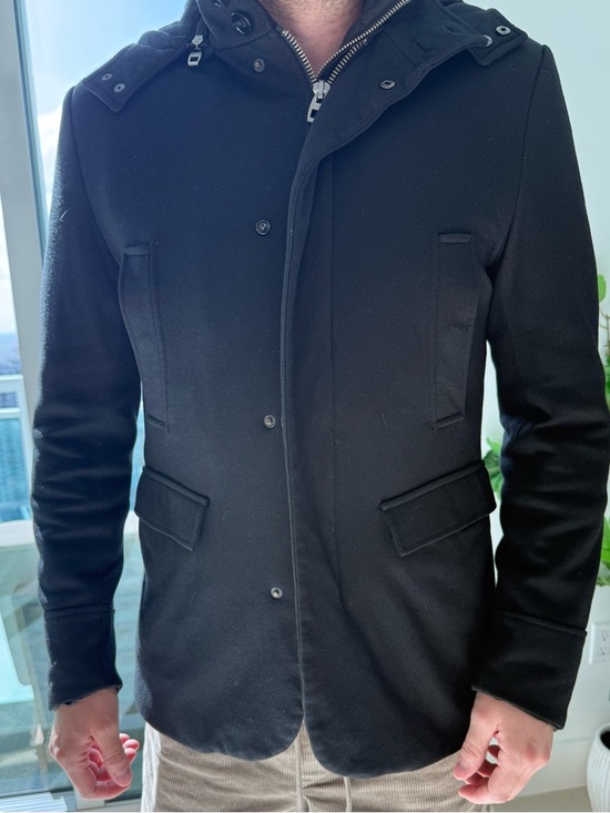 ZARA Man Black Hooded Jacket | Insulated Lined Coat | Size M - Picture 2 of 9